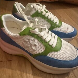 Tory Burch Women's Chevron Mesh Kick Trainer Fashion Sneaker 8.5